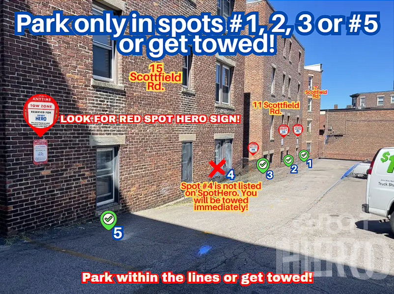 Photo of 11-15 Scottfield - Spots # 1, 2, 3 or #5 only - NO FULL SUV's