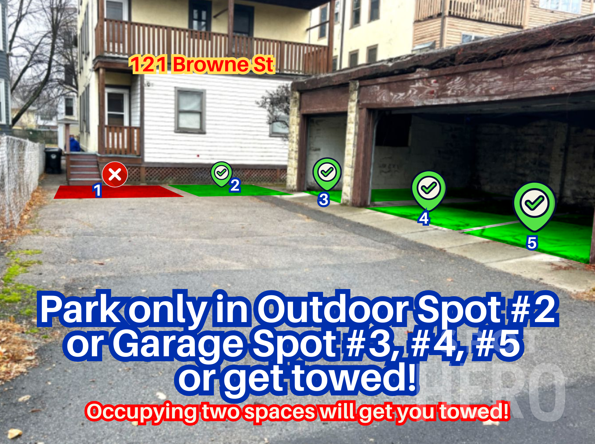 Photo of 121 Browne St. - Outdoor Spot #2 or Garage Spots #3, #4 or #5