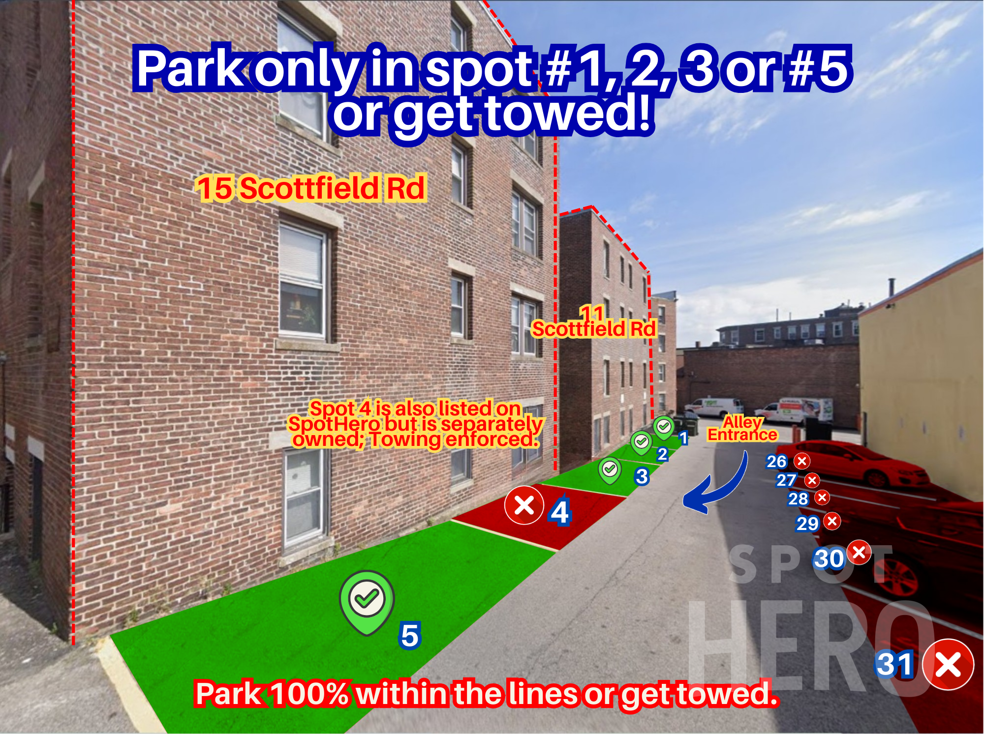 Photo of 11-15 Scottfield - Spots # 1, 2, 3 or #5 only - NO FULL SUV's