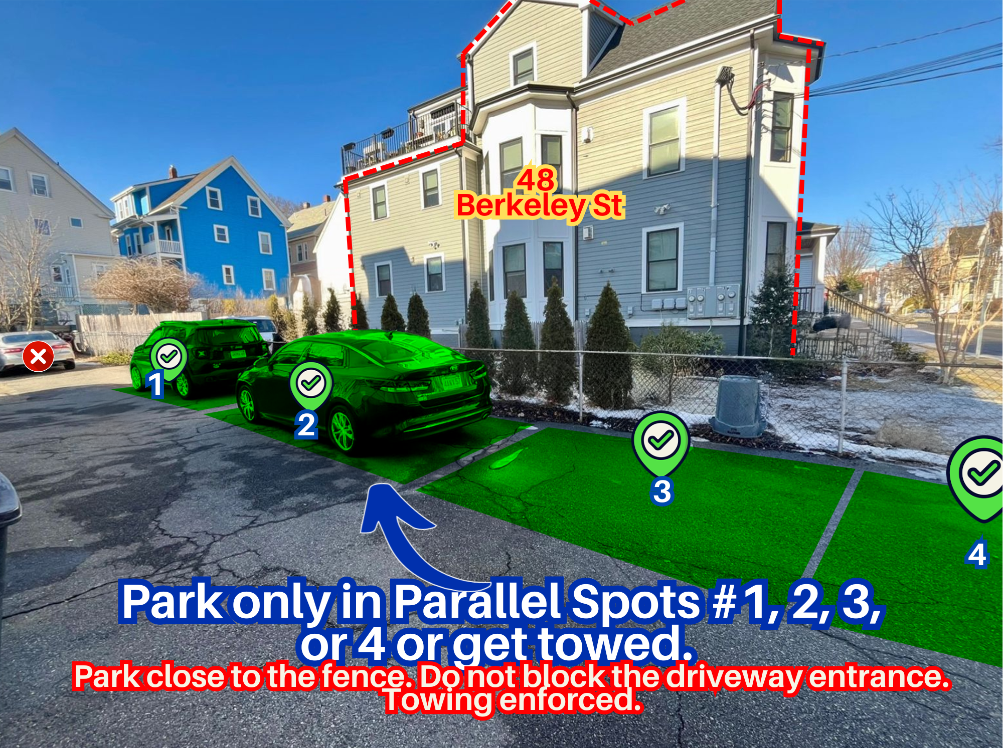 Photo of 44 Berkeley St. - Parallel Spots #1, 2, 3, or 4 Only