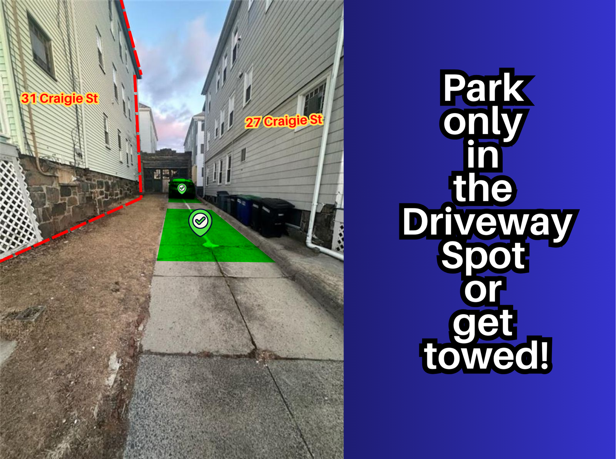Photo of 31 Craigie St. - Whole Tandem Driveway Spot