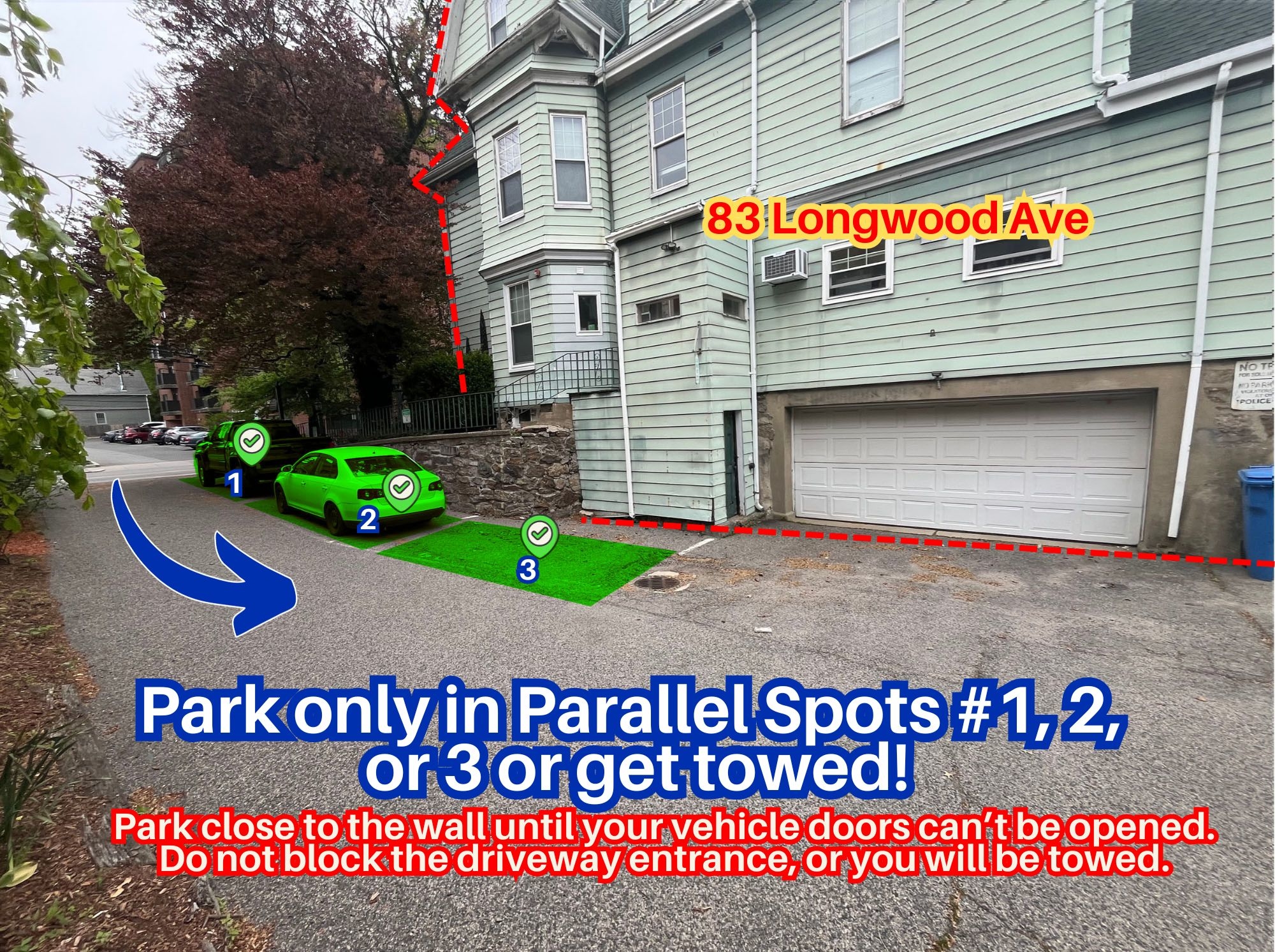 Photo of 83 Longwood Ave. - Parallel Spots #1, 2, or 3 Only