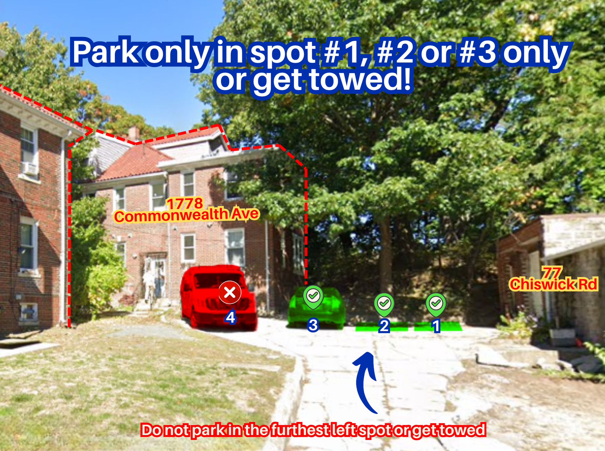 Photo of 77 Chiswick Rd. (1778 Commonwealth Ave.) - Driveway Spots #1, #2 or #3 Only