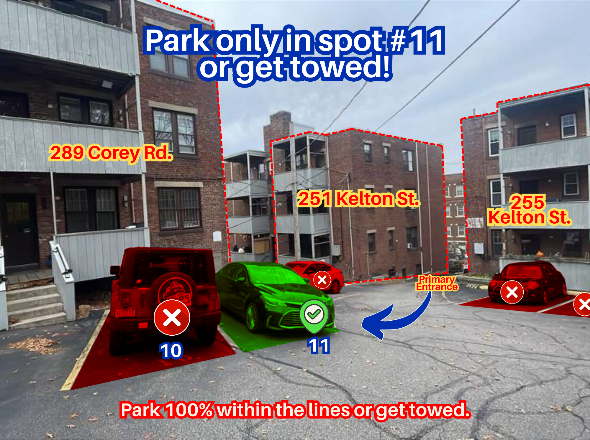 Photo of 289 Corey Rd. (251 Kelton St.) - Spot #11 Only