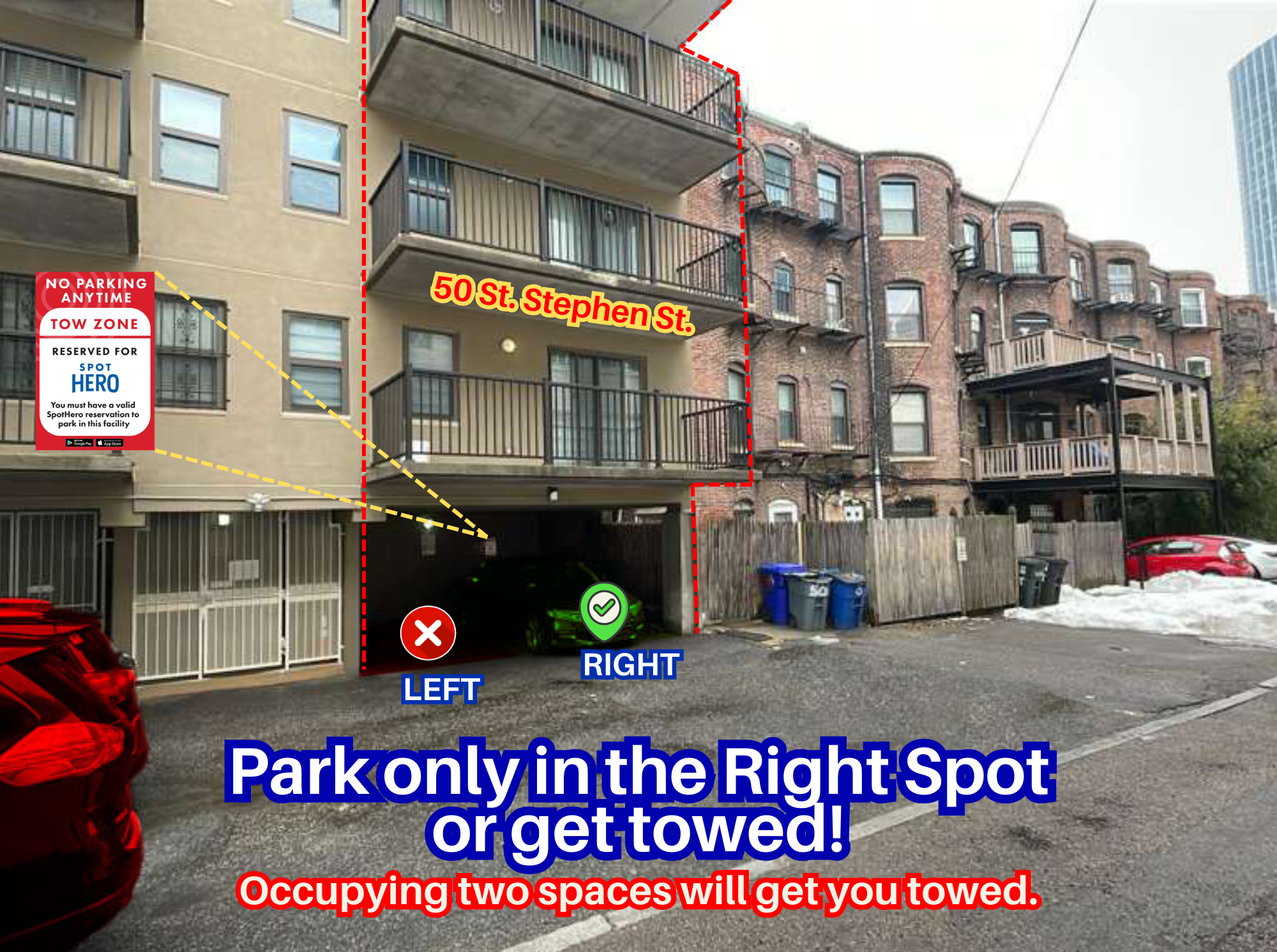 Photo of 50 St. Stephen St. - Right Covered Spot Only