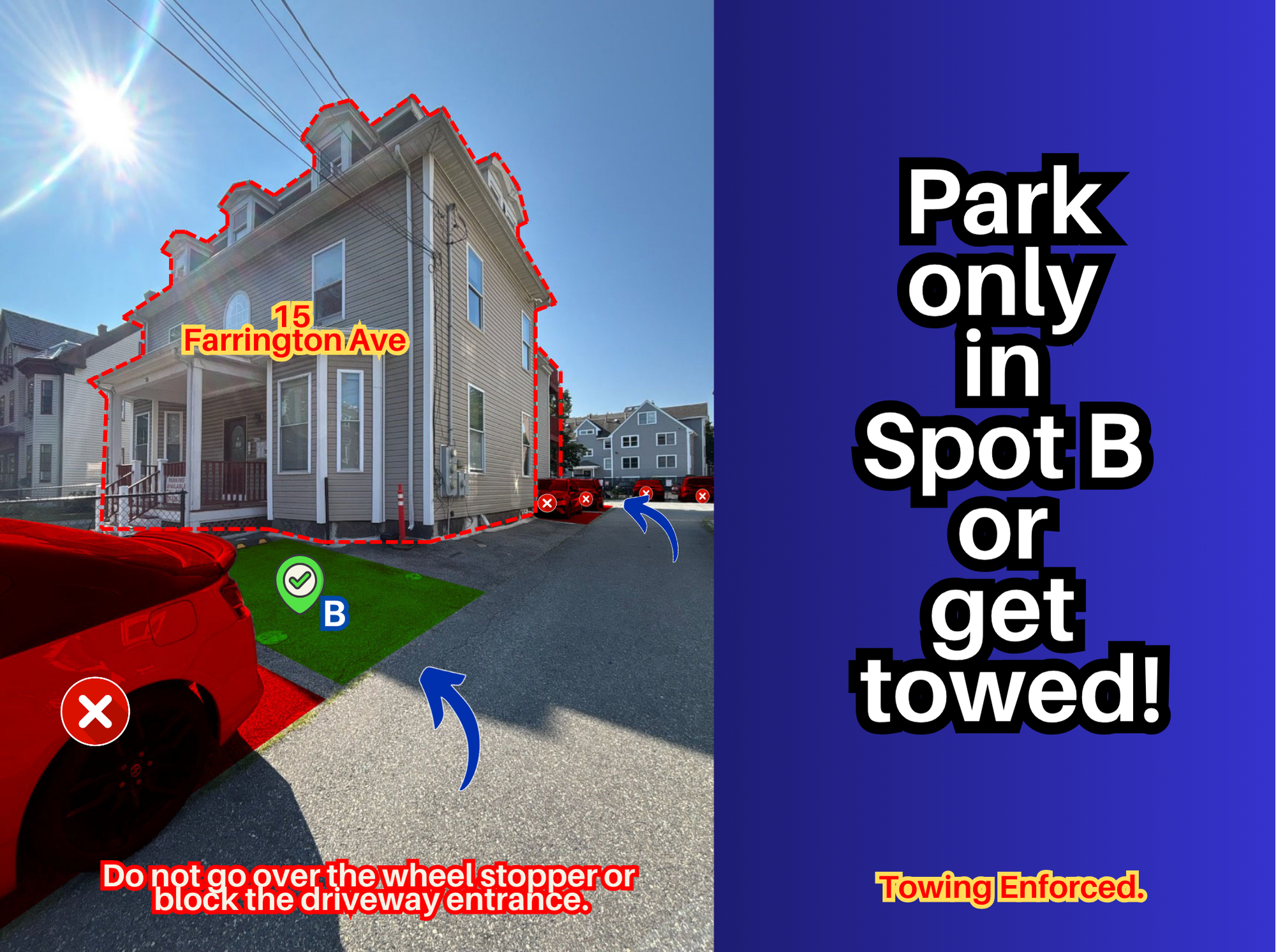 Photo of 15 Farrington Ave. - Spots B, C, or D Only
