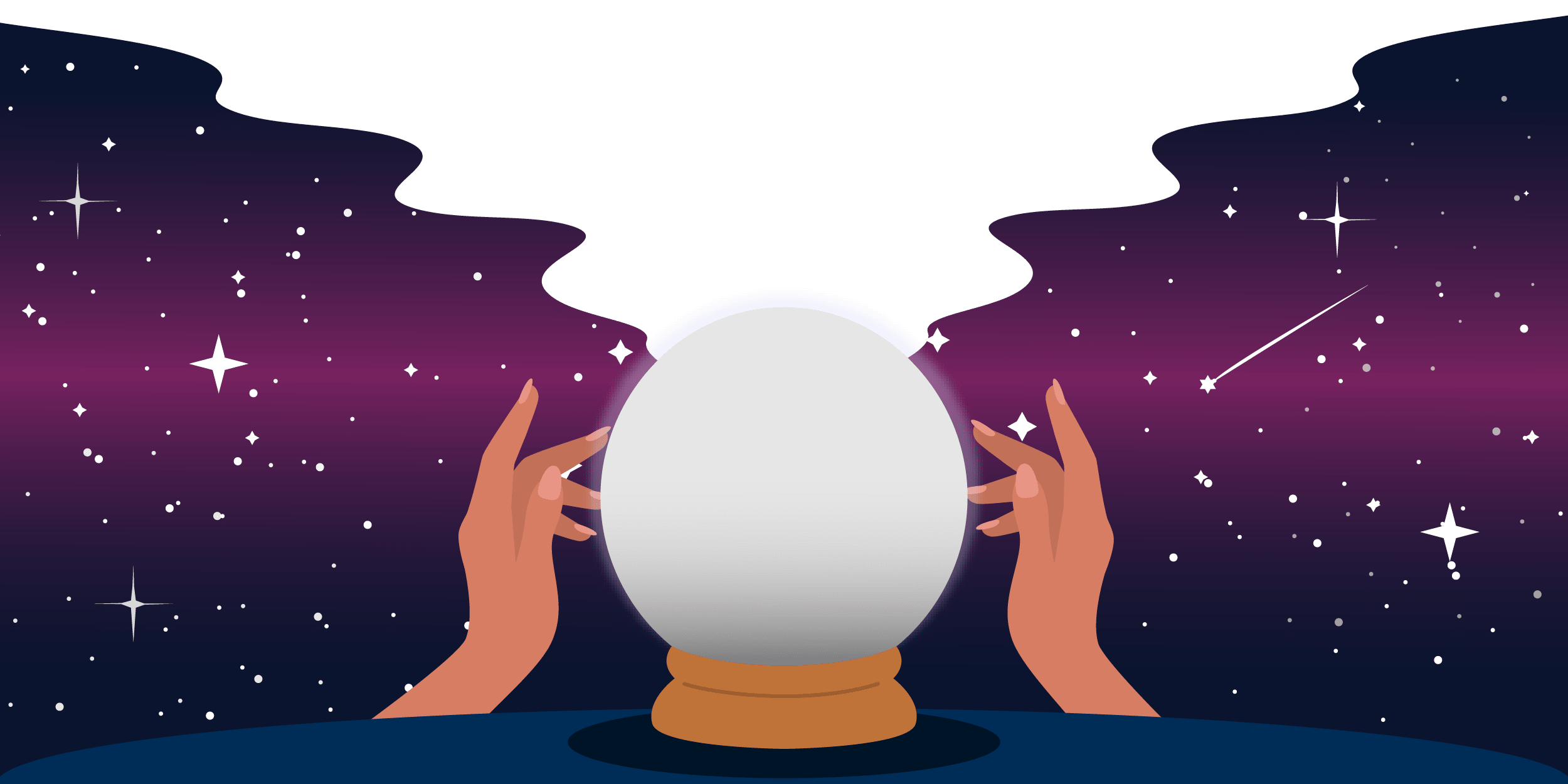 Illustration of a woman looking into a crystal ball