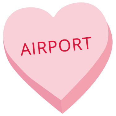 Icon of a conversation heart that says airport