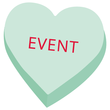 Icon of of conversation heart that says event