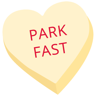 Icon of conversation heart that says park fast