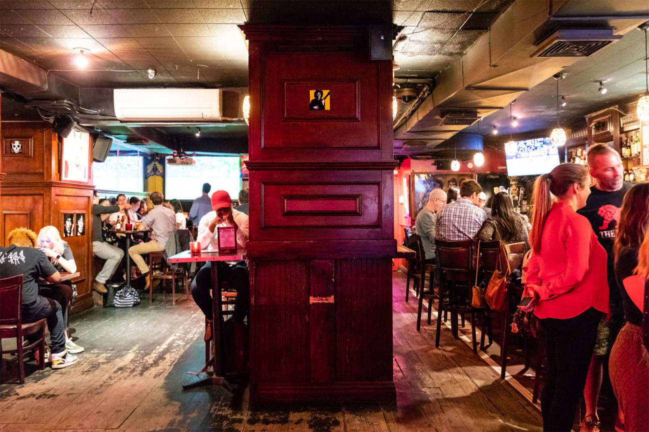 Official Red Lion NYC interior with guests at the pub (not pizza).