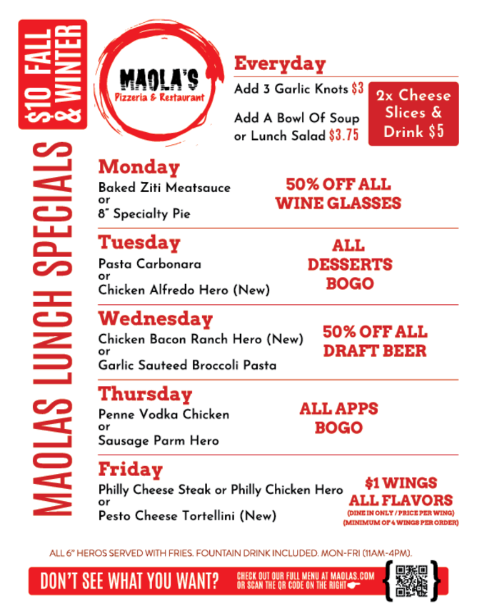 Maola's Pizzeria & Restaurant - Cornelius, NC