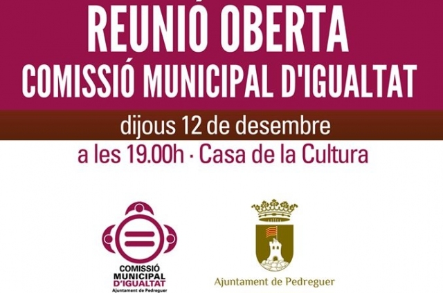 Reunió Oberta Comissió Municipal d'igualtat.