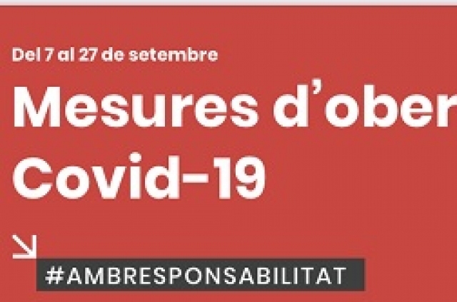 ACTUALITZACIÓ NOVES MESURES COVID-19 FINS EL 27 DE SETEMBRE