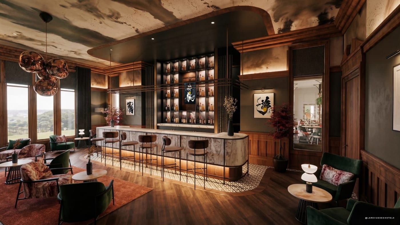 Rendu du bar à cocktails Ro, d'inspiration japonaise