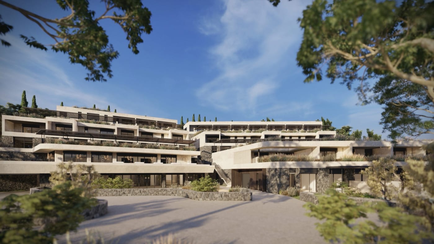 Le Nírema Hotel & Spa Samos construit en terrasses dans les pins