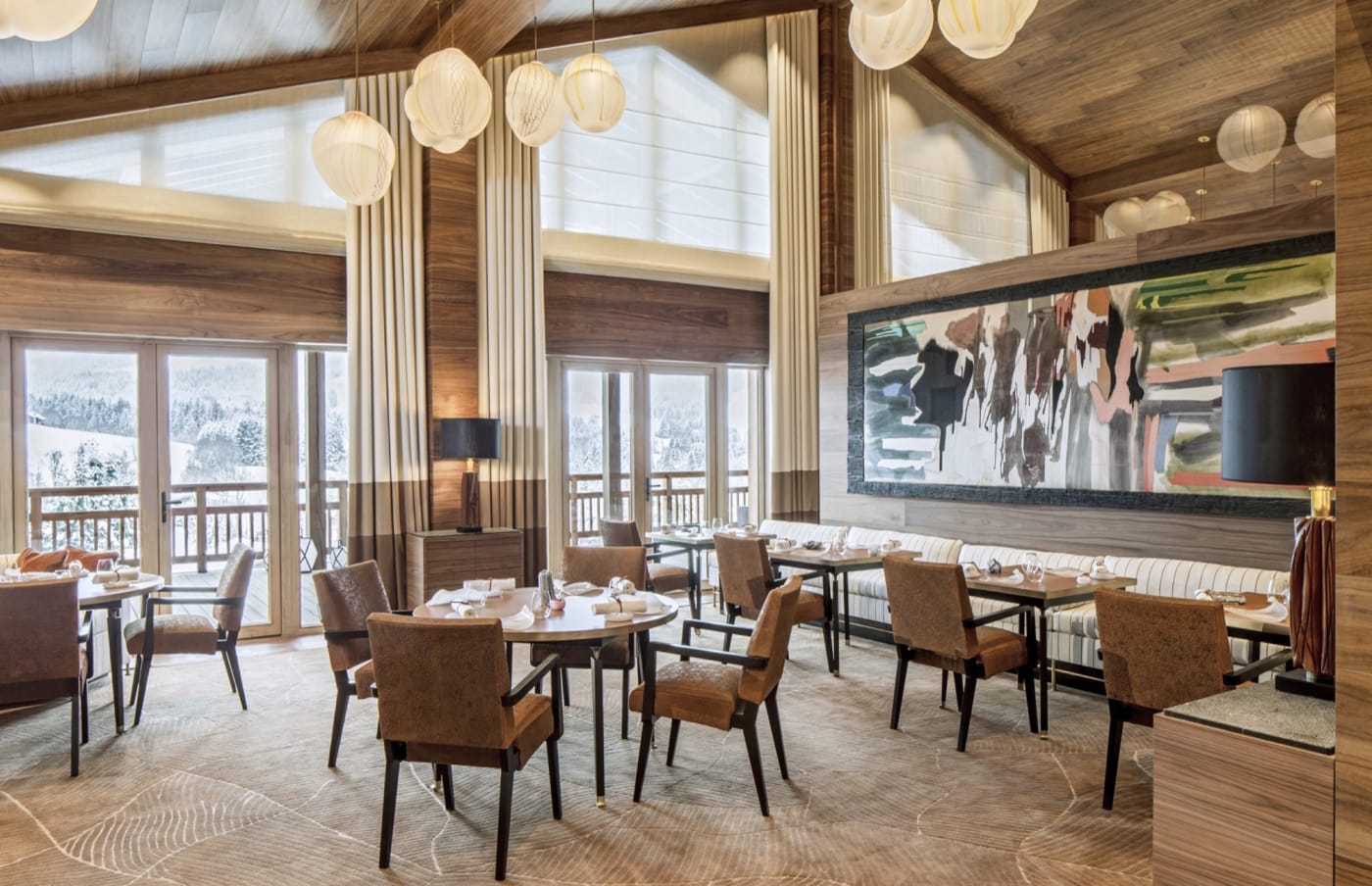 The dining room at the Benjamin restaurant at the Four Seasons Resort Megève