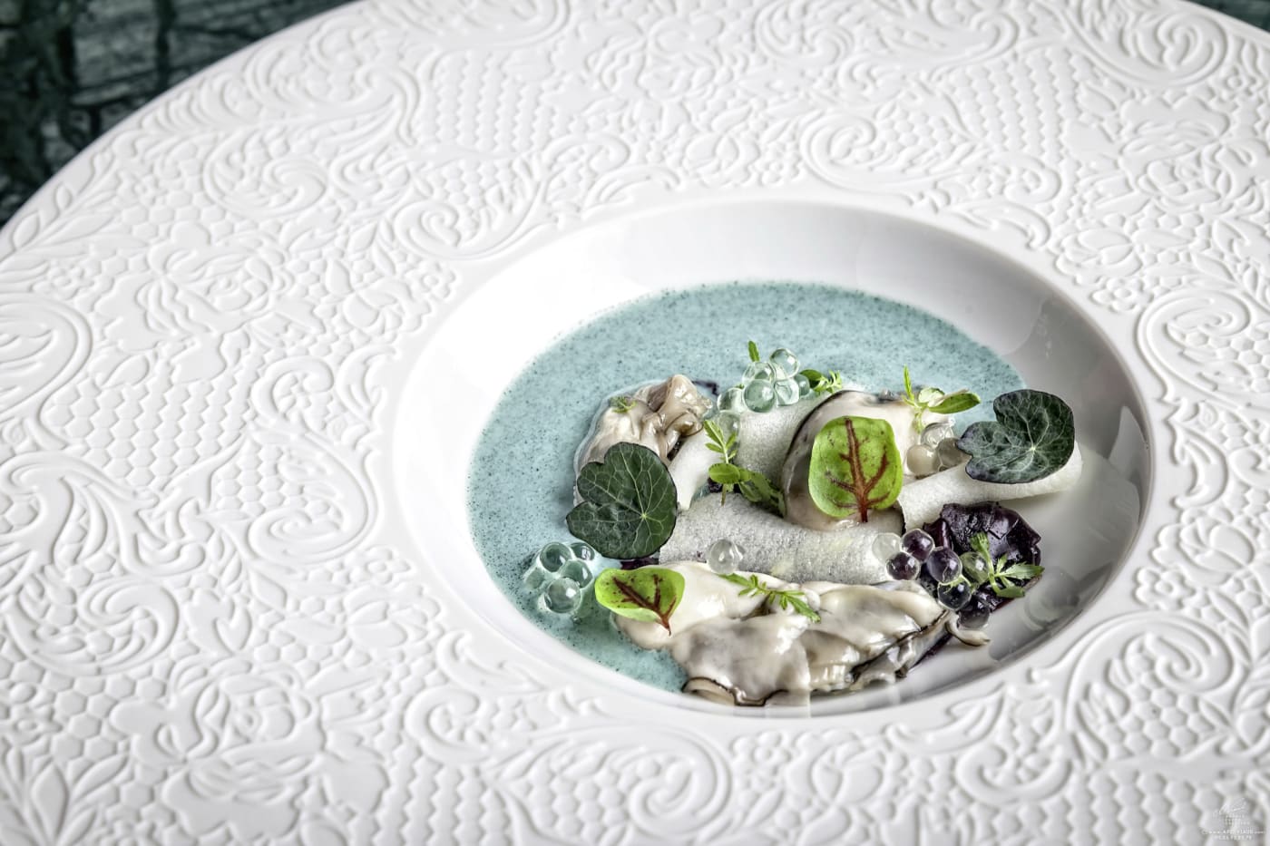 Um prato gastronômico do La Table de l'Ermitage