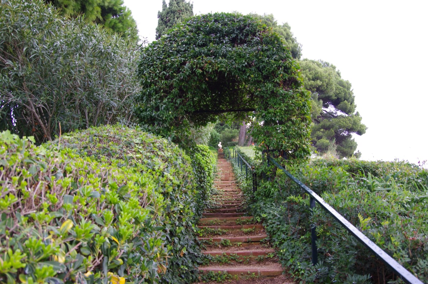 Escadaria sob um arco de vegetação nos Jardins de Santa Clotilde, Lloret de Mar