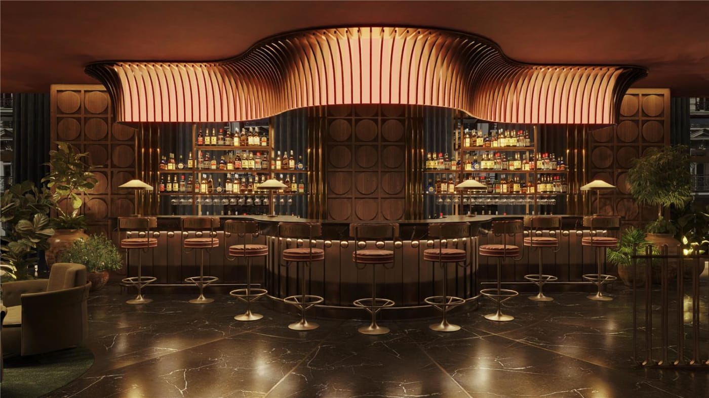 Render del bar del Banke Opéra Paris, A Radisson Collection Hotel