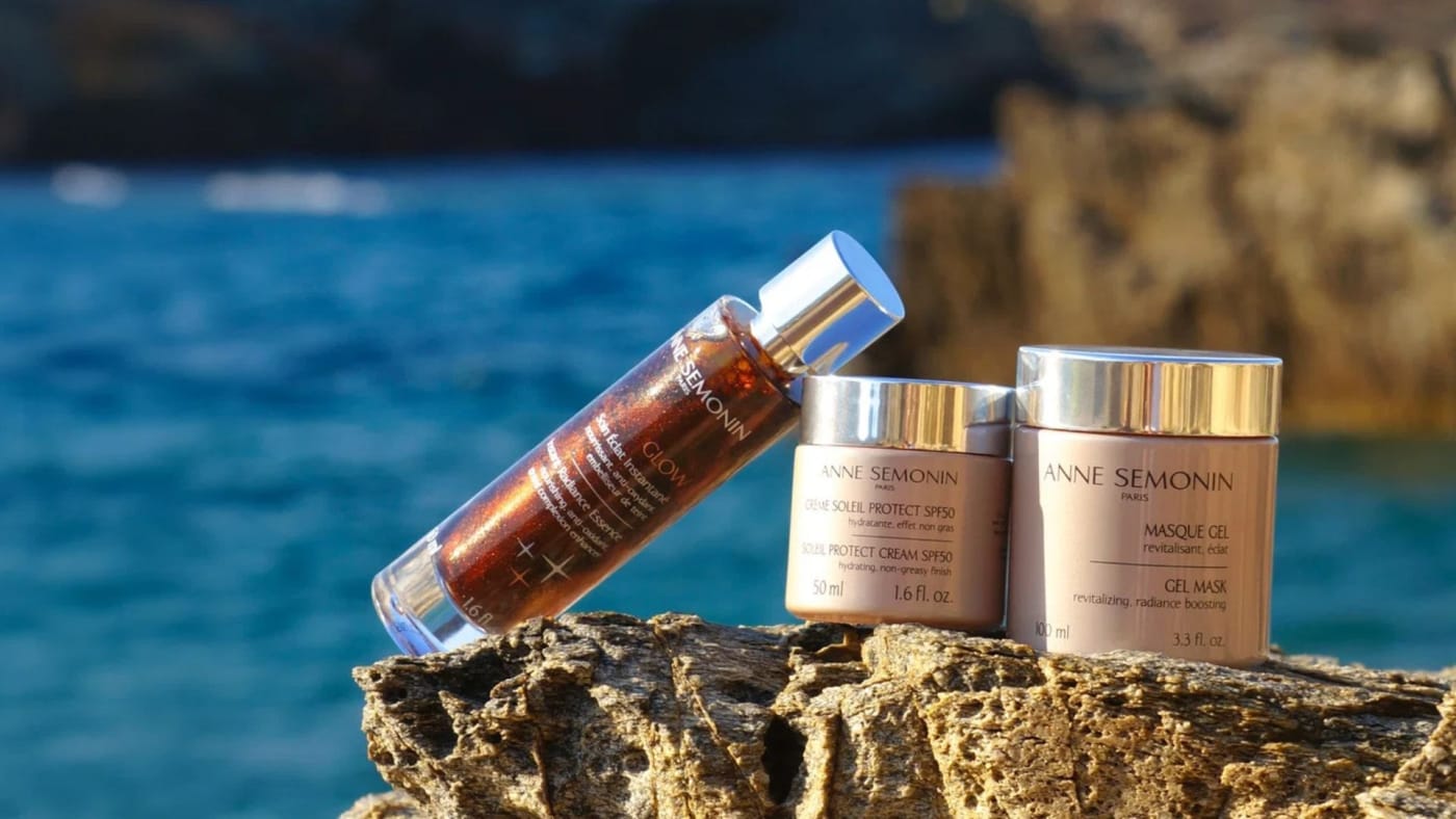 Bottle and jars of Anne Semonin Paris skincare, the partner brand of the spa at Viceroy at Ombria Algarve