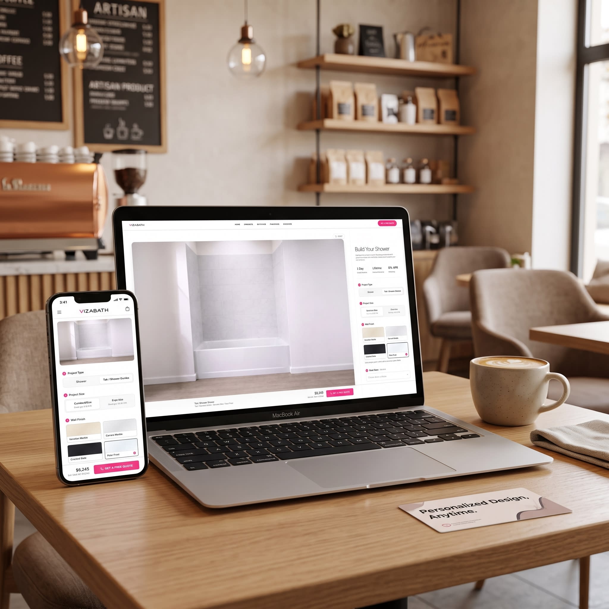 Designing a new shower in the VizaBath online configurator