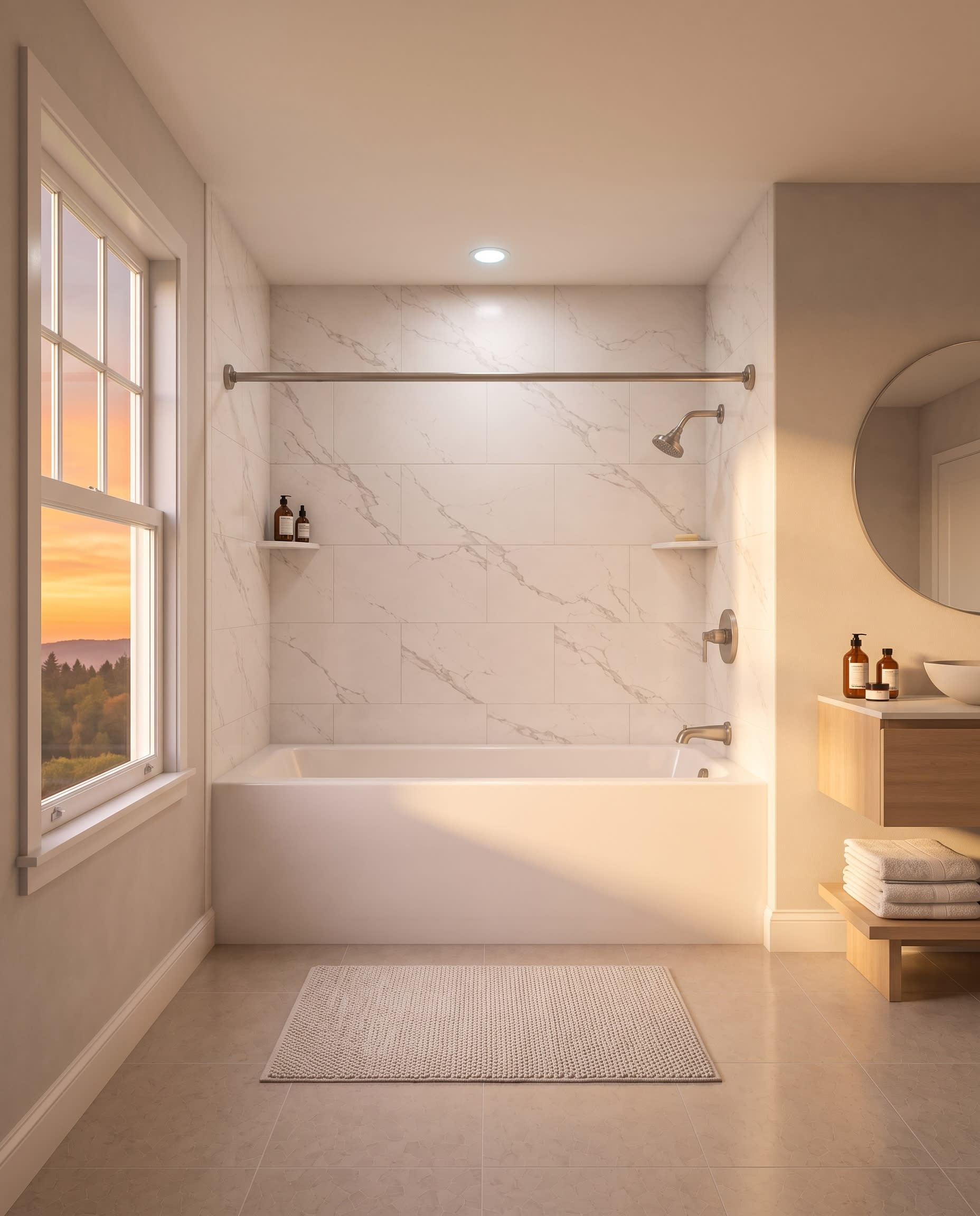 A bright, low-maintenance VizaBath grout-free shower