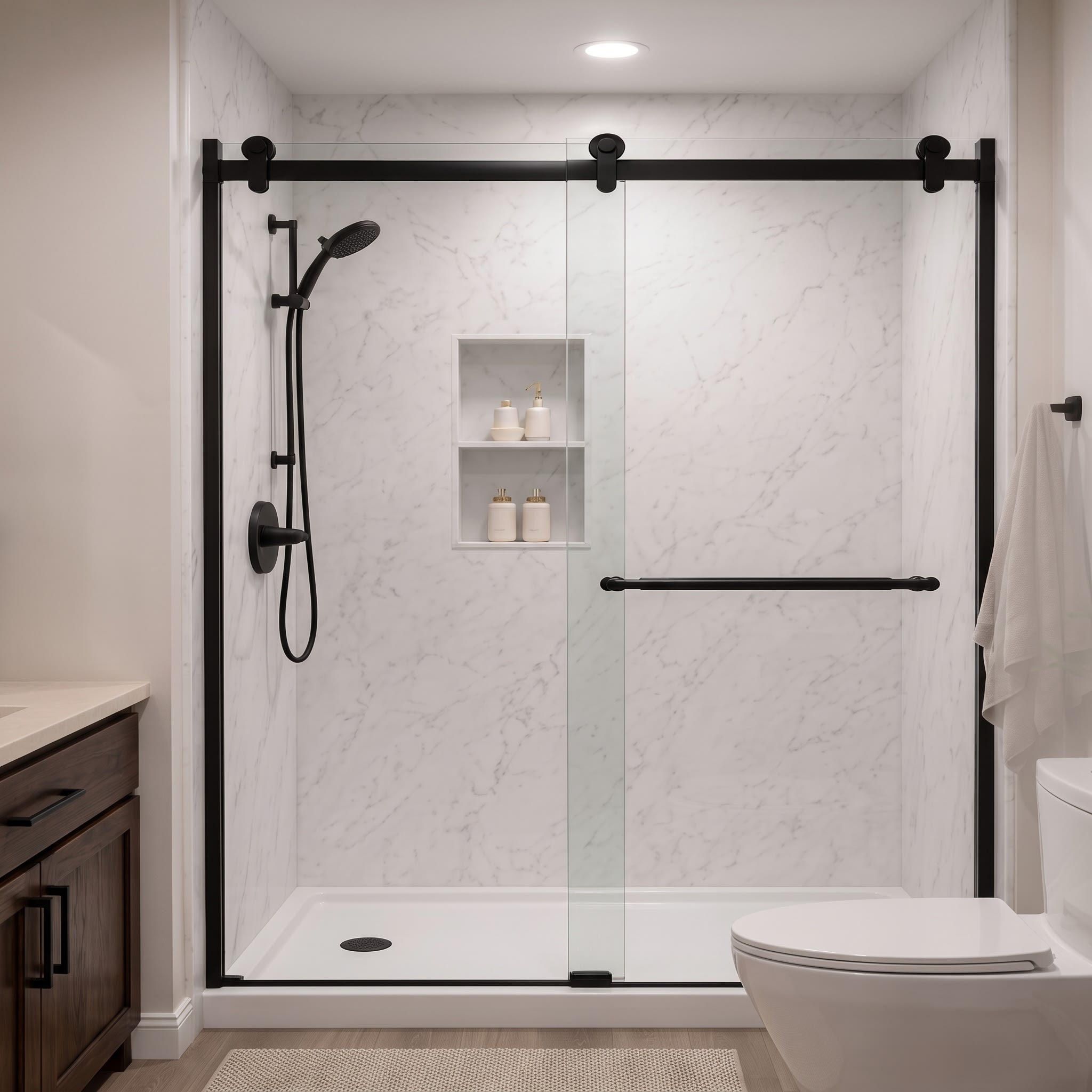 A finished VizaBath shower ready to enjoy