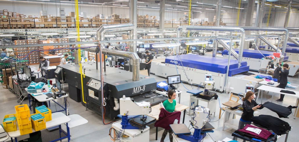 View of the production hall from Spreadshirt