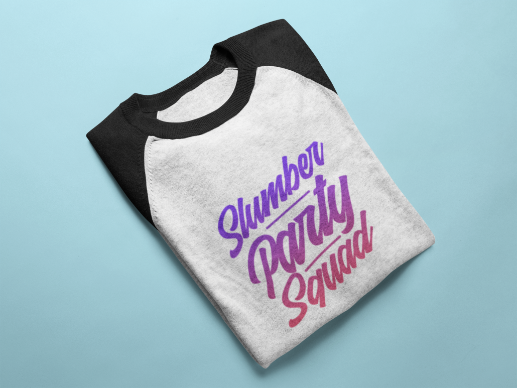customized baseball shirt for a slumber party