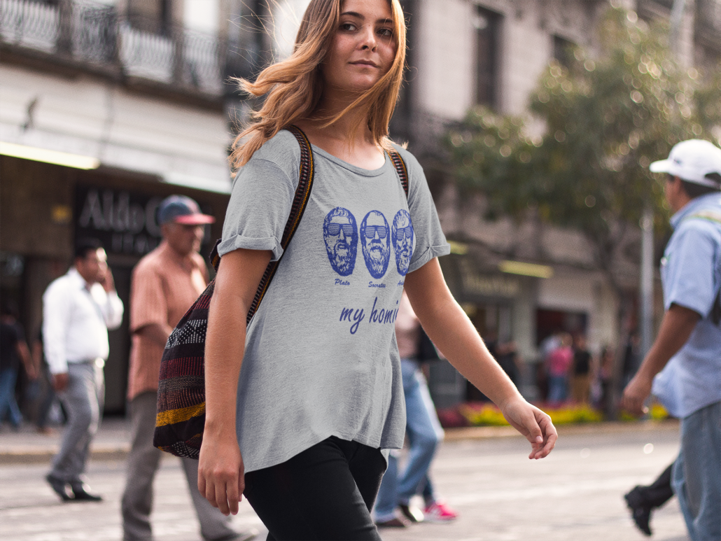 Young woman wearing a customized t-shirt