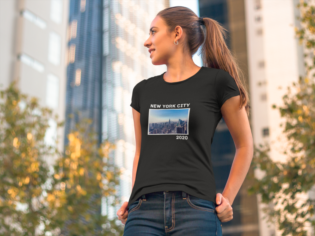 Women wearing a personalised T-Shirt