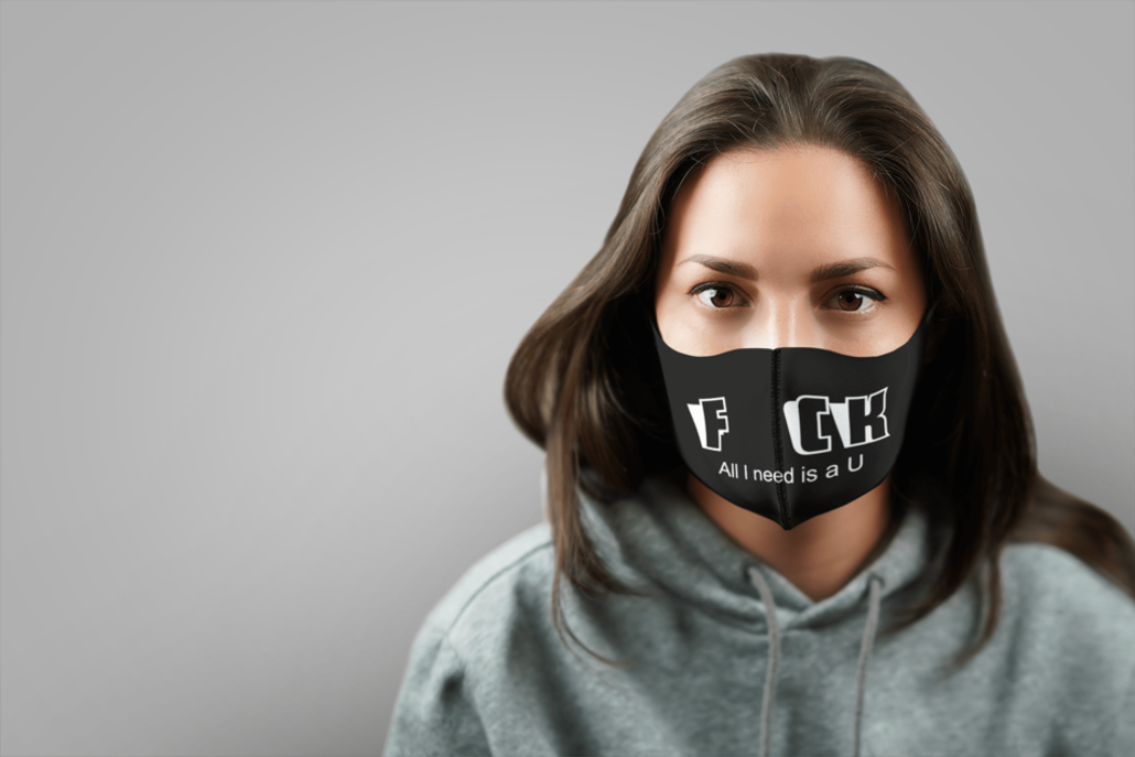 woman wearing custom face-mask