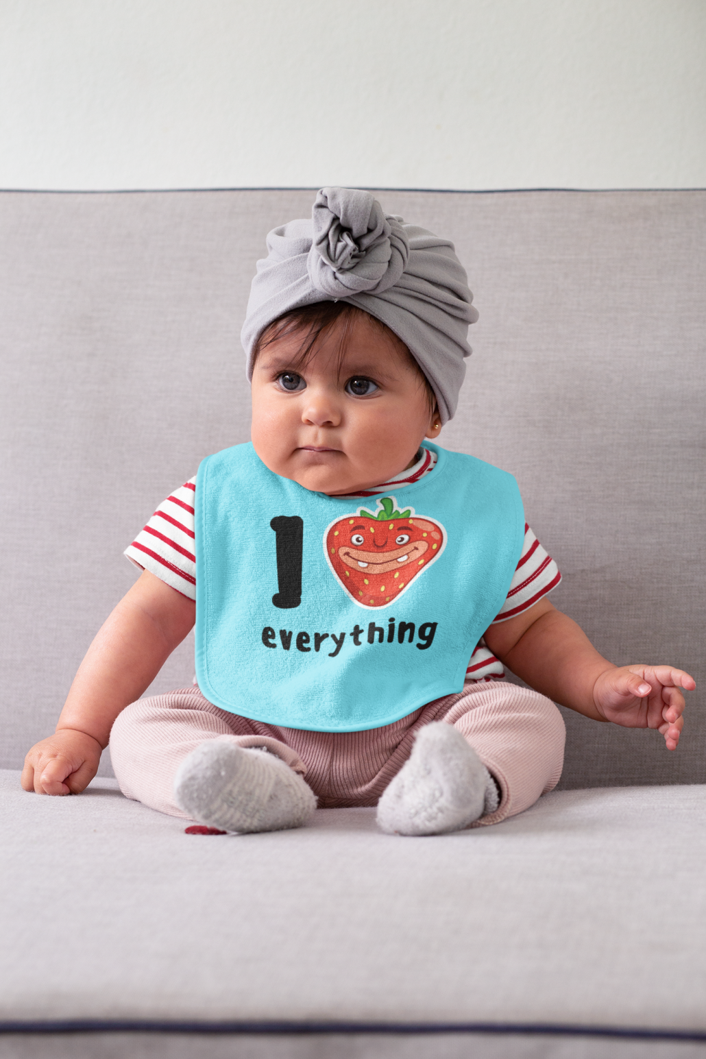 Toddler with custom bib