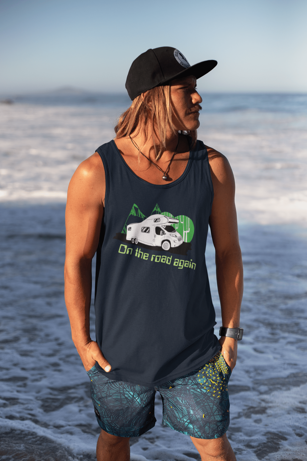 Surfer dude with custom tank top