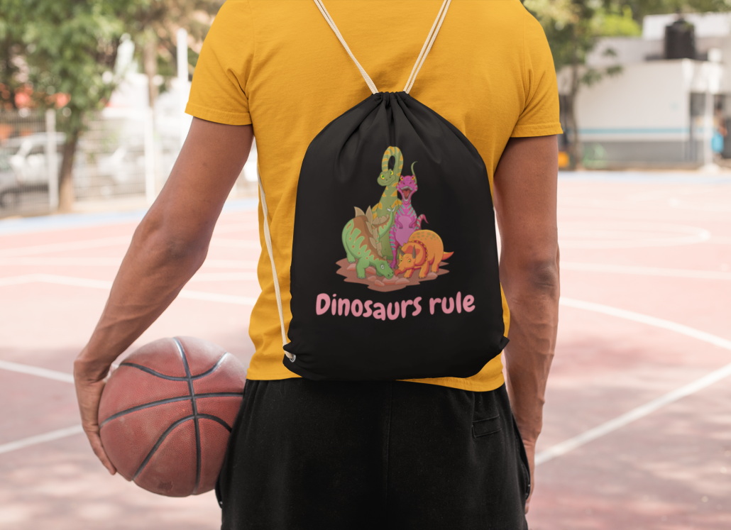 Boy with custom dinosaur tote bag