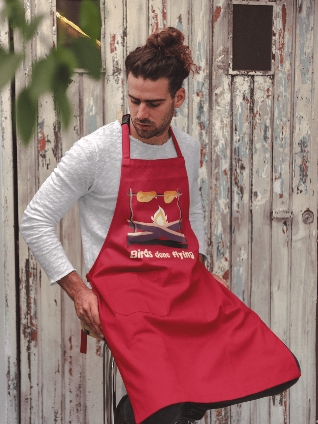 Custom apron with BBQ design