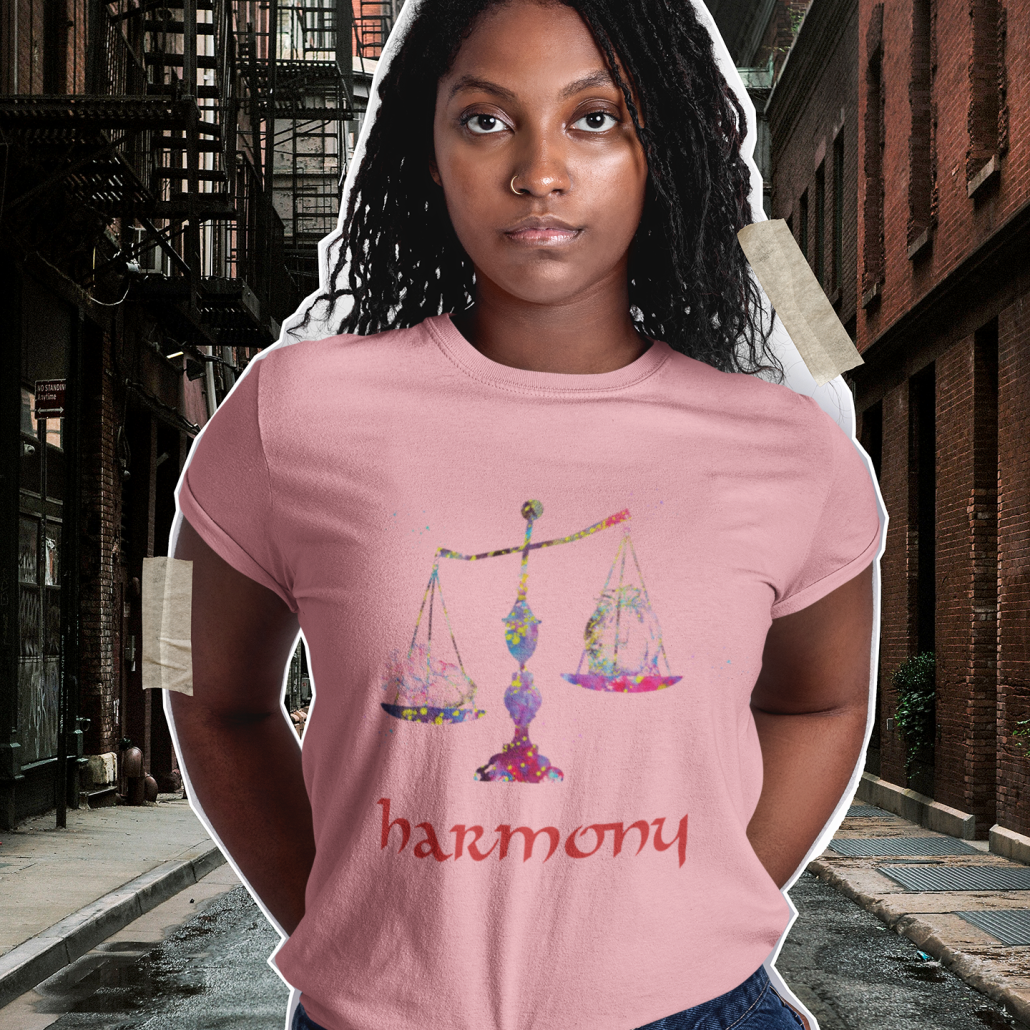 Woman wearing custom libra shirt