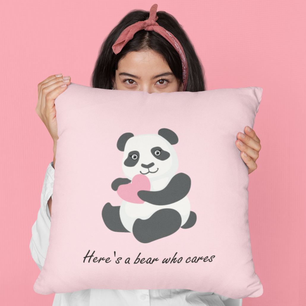 Girl holding custom cushion cover