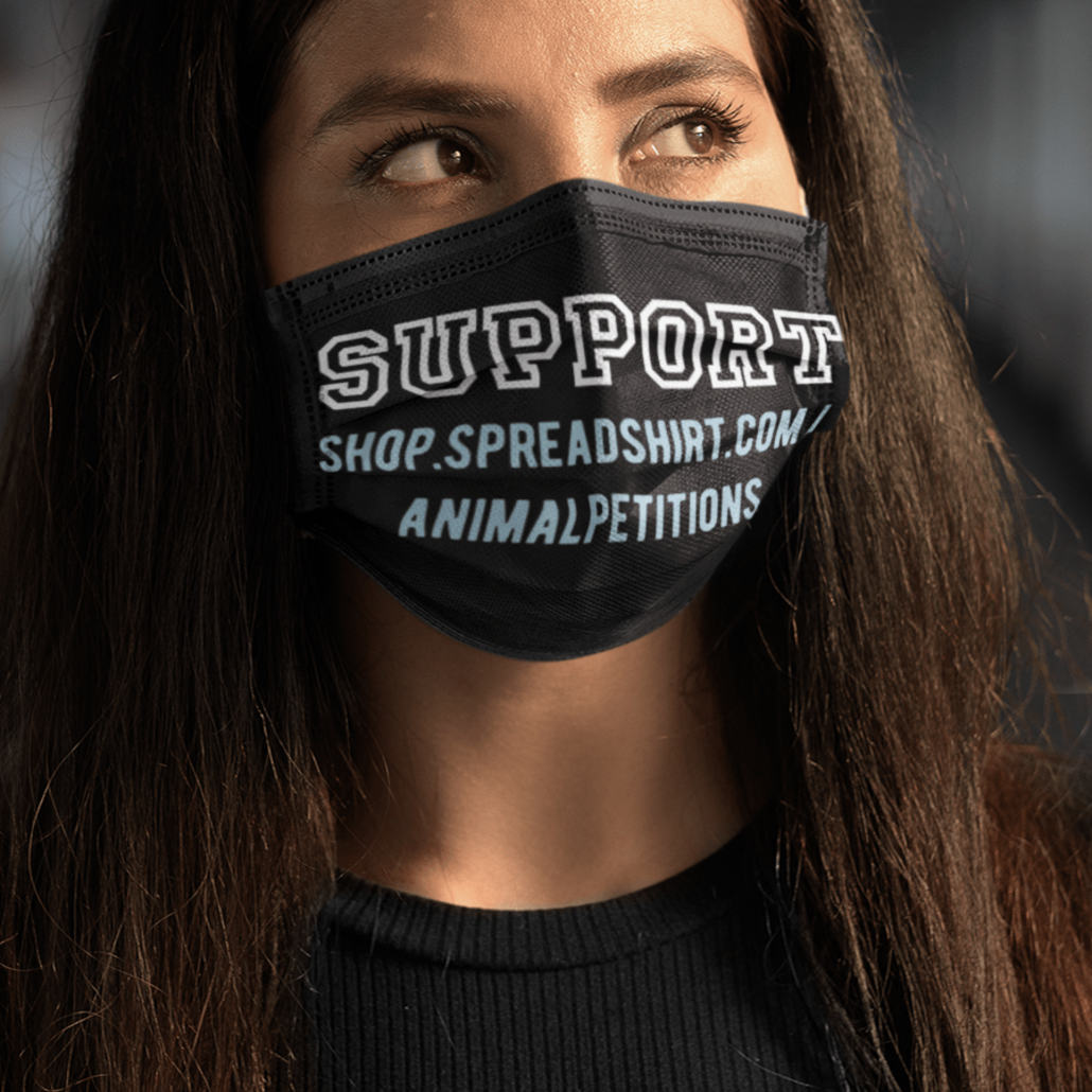 Woman with custom face mask