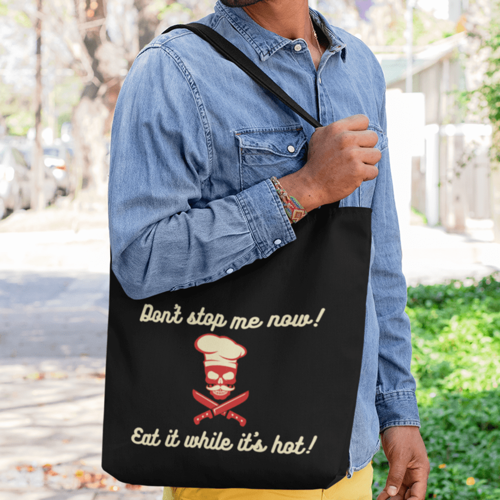 Man with custom shopping bag