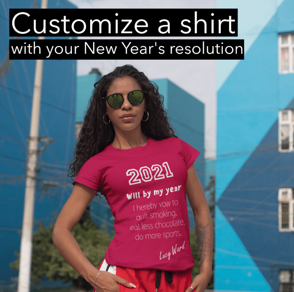 Woman wearing a custom 2021 shirt