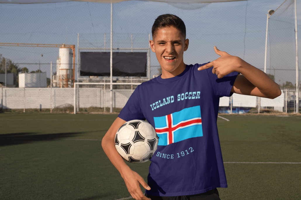 Christian Erikson wearing custom soccer fan shirt with football
