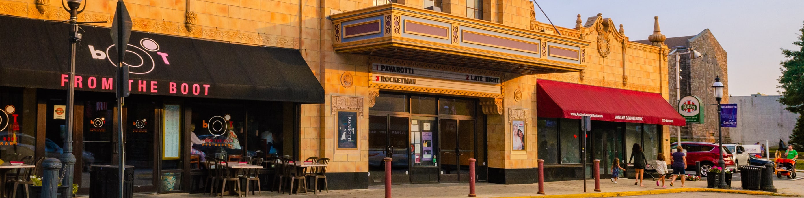 A picture of the town theater in Ambler, Pennsylvania.