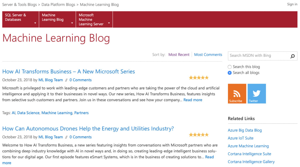 microsoft machine learning blog