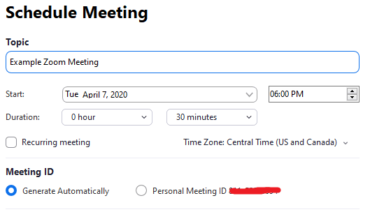 always use personal meeting id zoom