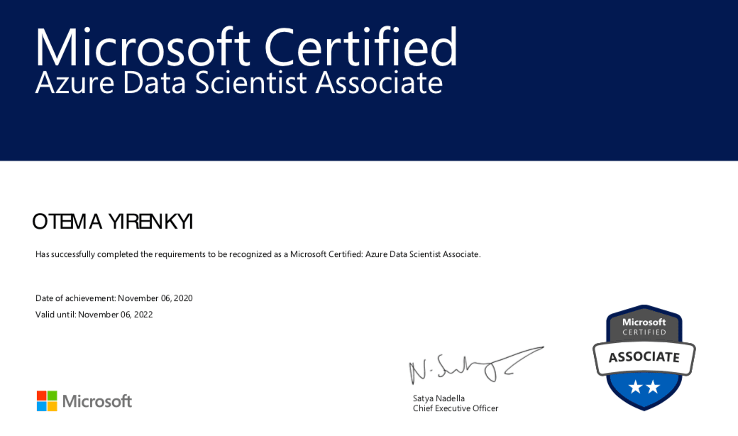 Microsoft Azure Data Scientist Associate