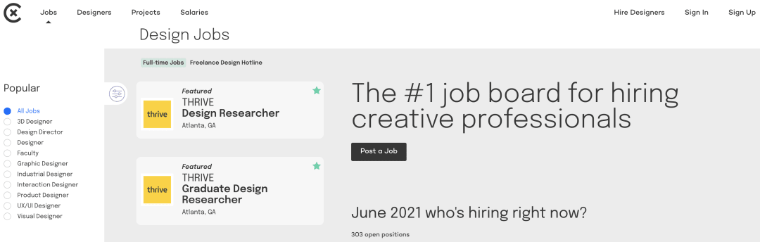 UX Job Boards - Coroflot