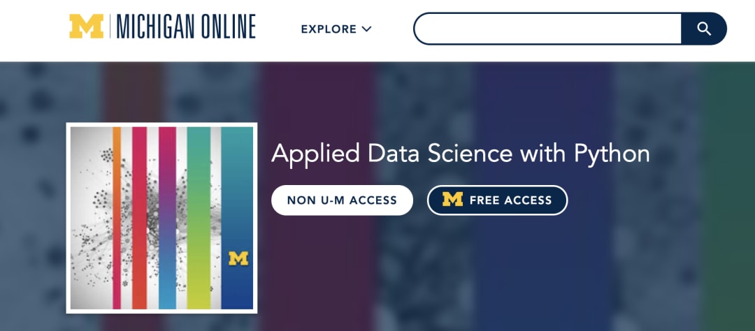 data science certificate: Applied Data Science With Python (University of Michigan)