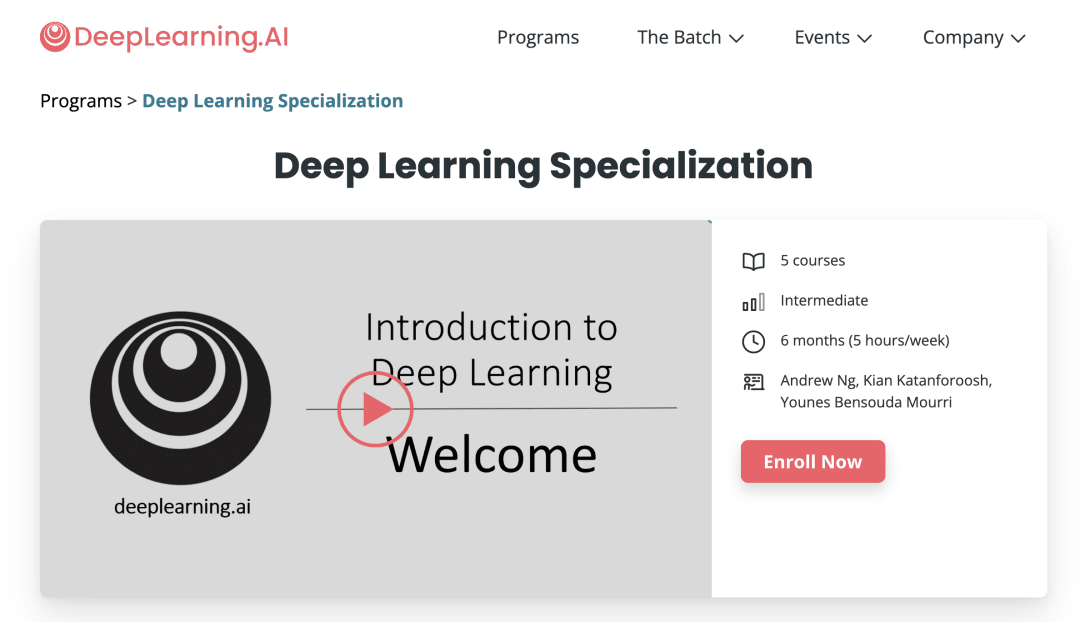 Deep Learning Specialization (deeplearning.ai)